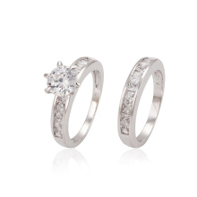 12870 xuping delicate fashion royal style rhodium color zircon combination wedding ring set